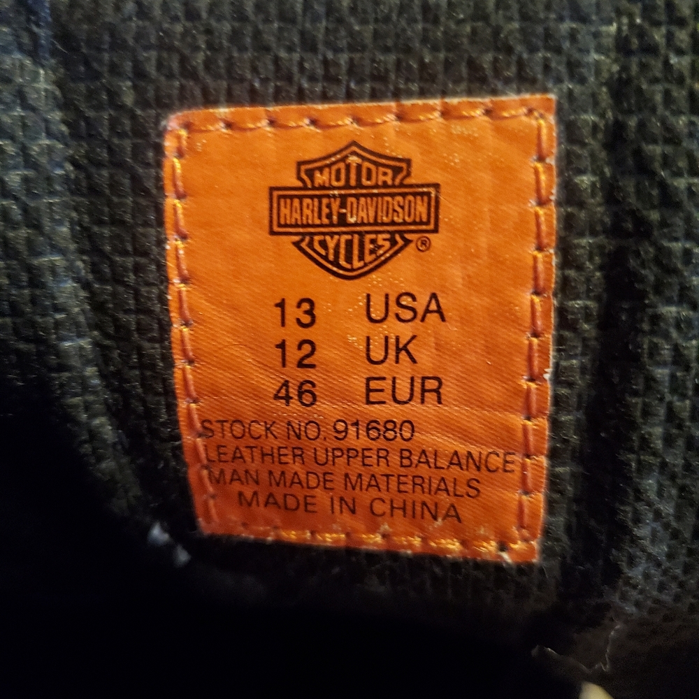 Men's size 13 Harley Davidson leather zip front riding boots